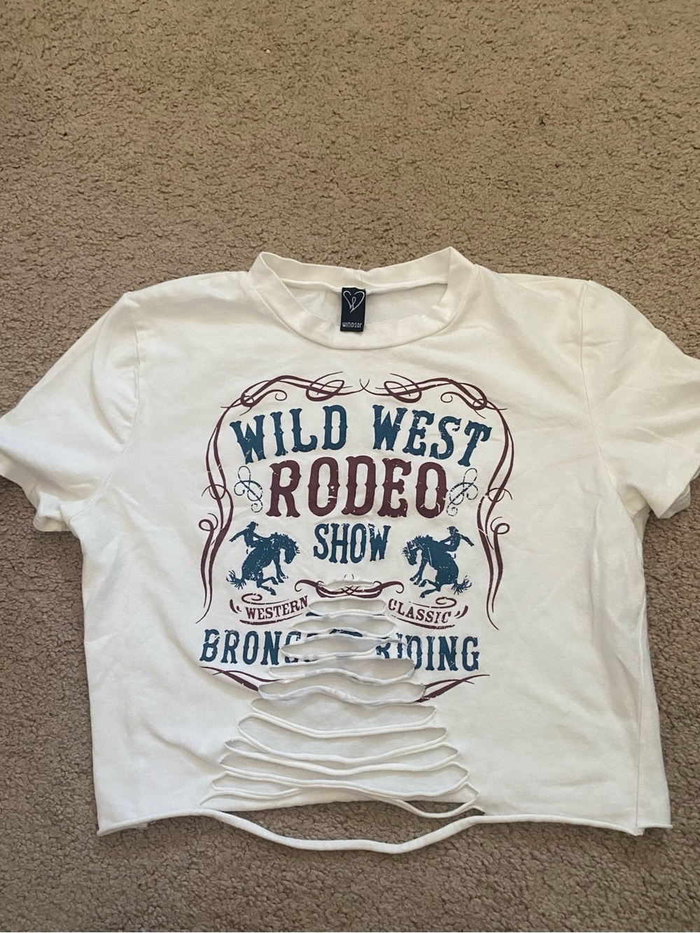 Windsor White Graphic Wild West Rodeo Crop Top